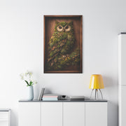 Biophilic Moss Owl Shadowbox Wall Art & Canvas Print
