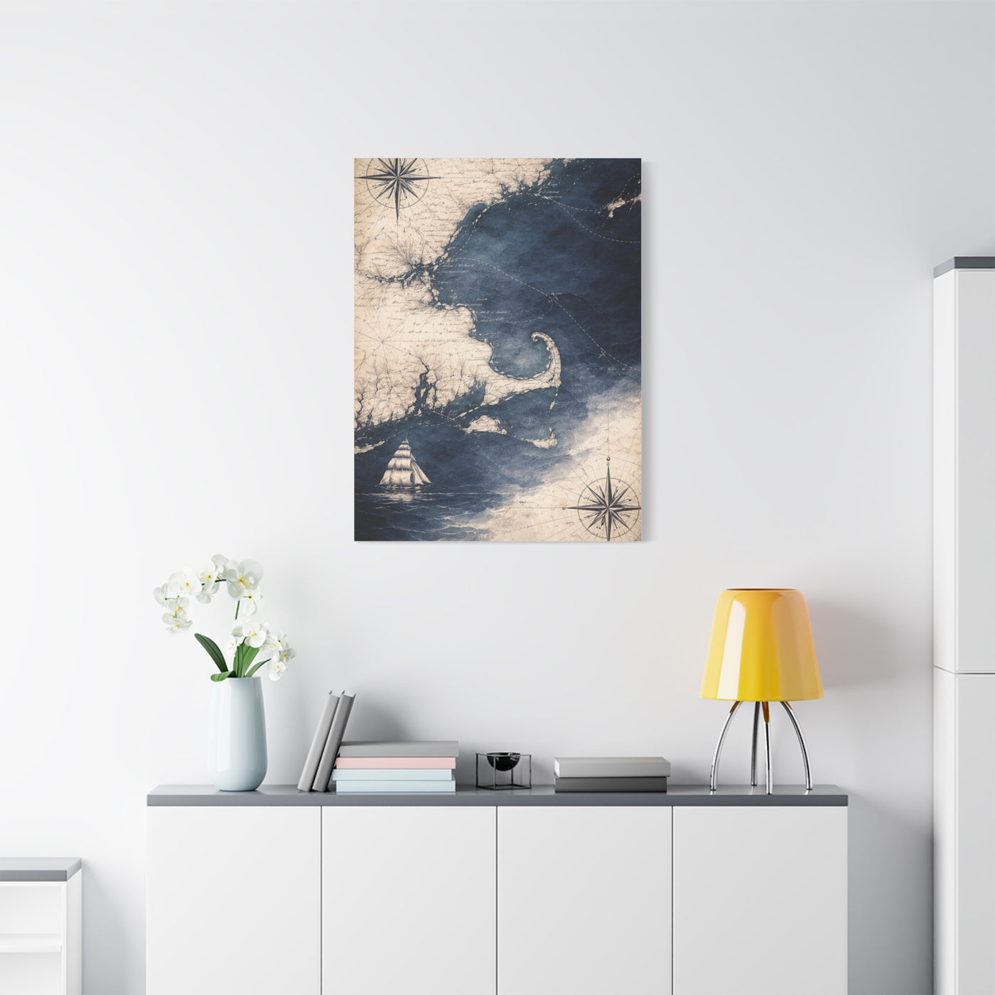 Vintage Nautical Map Ocean Composition Wall Art & Canvas Print