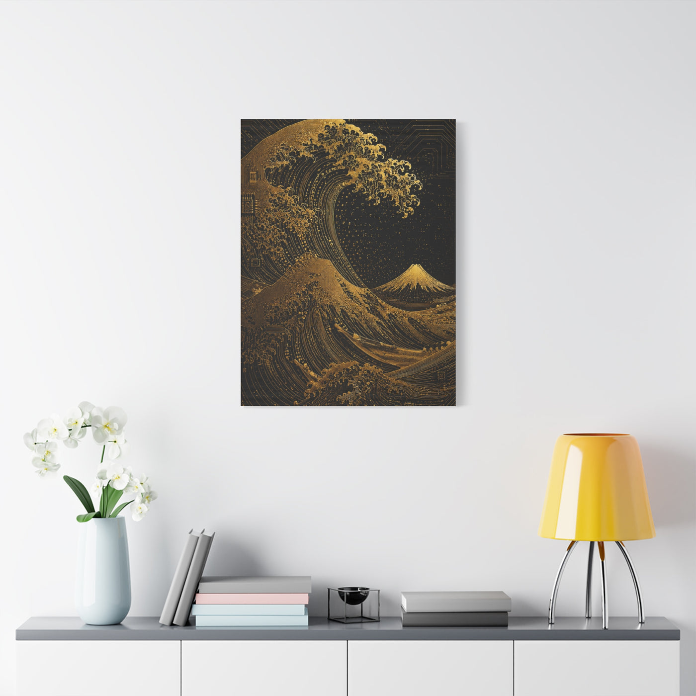 Neo-Tech Golden Wave Fusion Wall Art & Canvas Print
