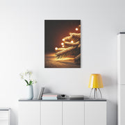 Snowy Pine Branch Fairy Lights Wall Art & Canvas Print