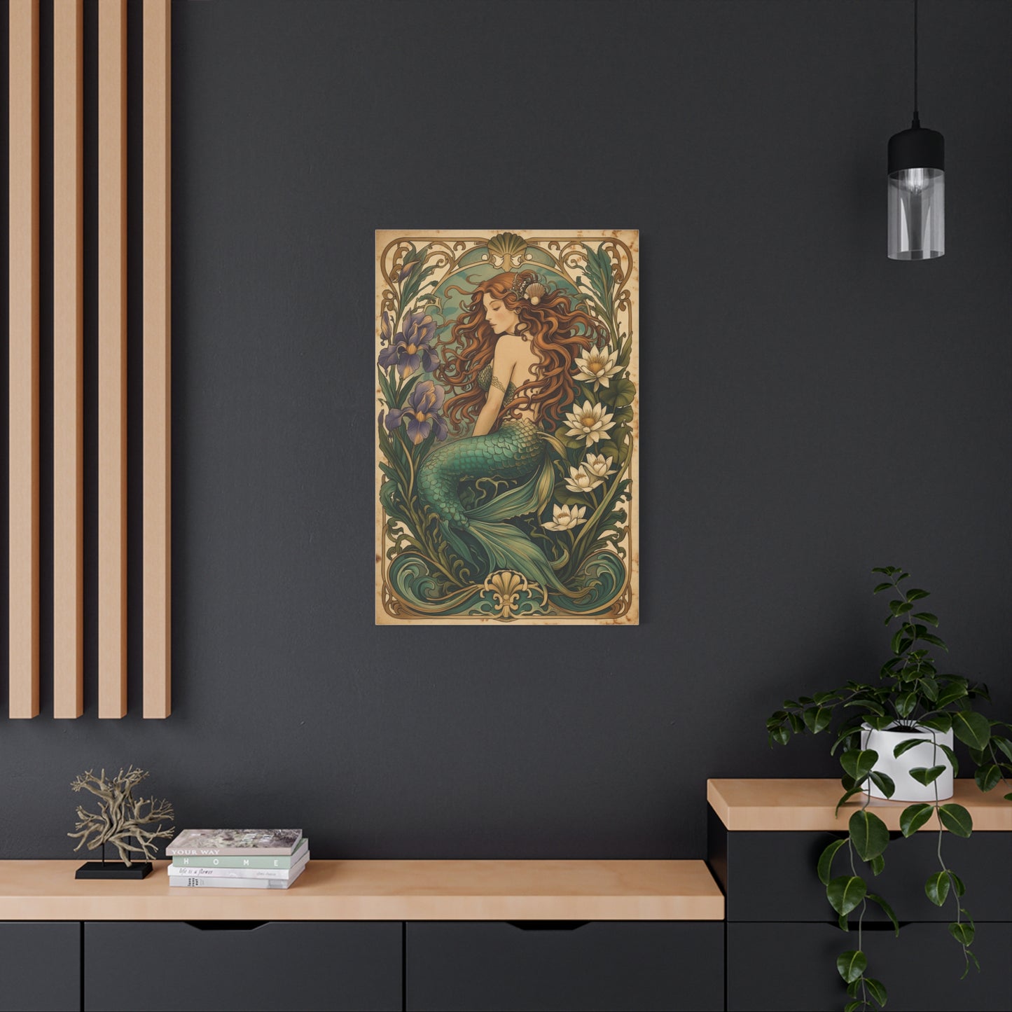 Art Nouveau Floral Mermaid Elegance Wall Art & Canvas Print