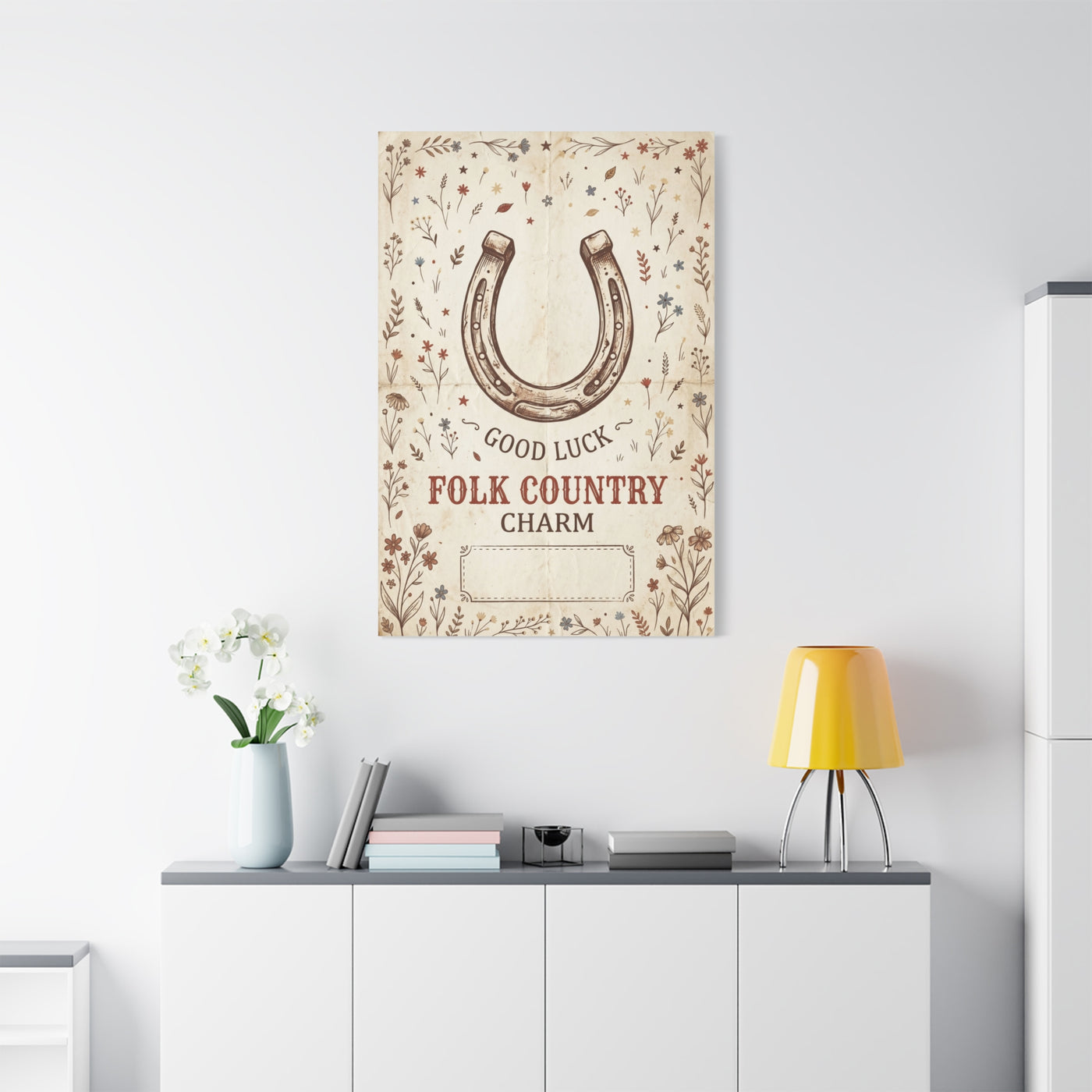 Rustic Horseshoe Folk Charm Poster Wall Art & Canvas Print