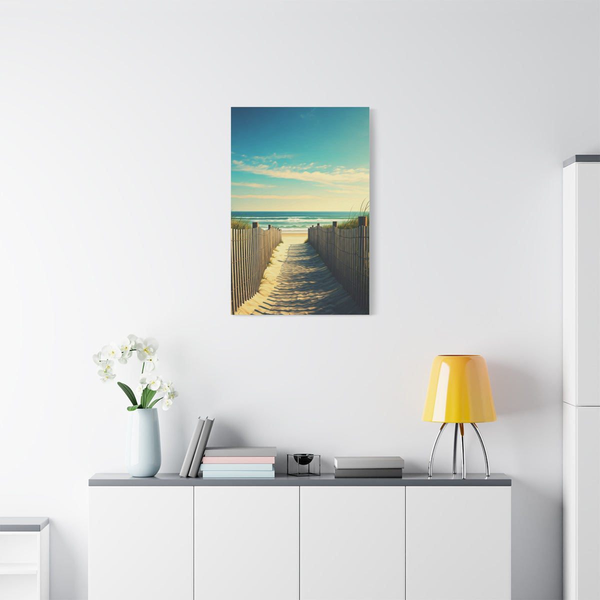 Sandy Fence Pathway to the Shore Wall Art & Canvas Prints