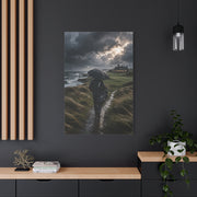Stormy Seaside Golfer Journey Wall Art & Canvas Print