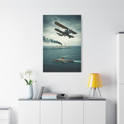 Vintage Biplane Over Open Sea Wall Art & Canvas Prints