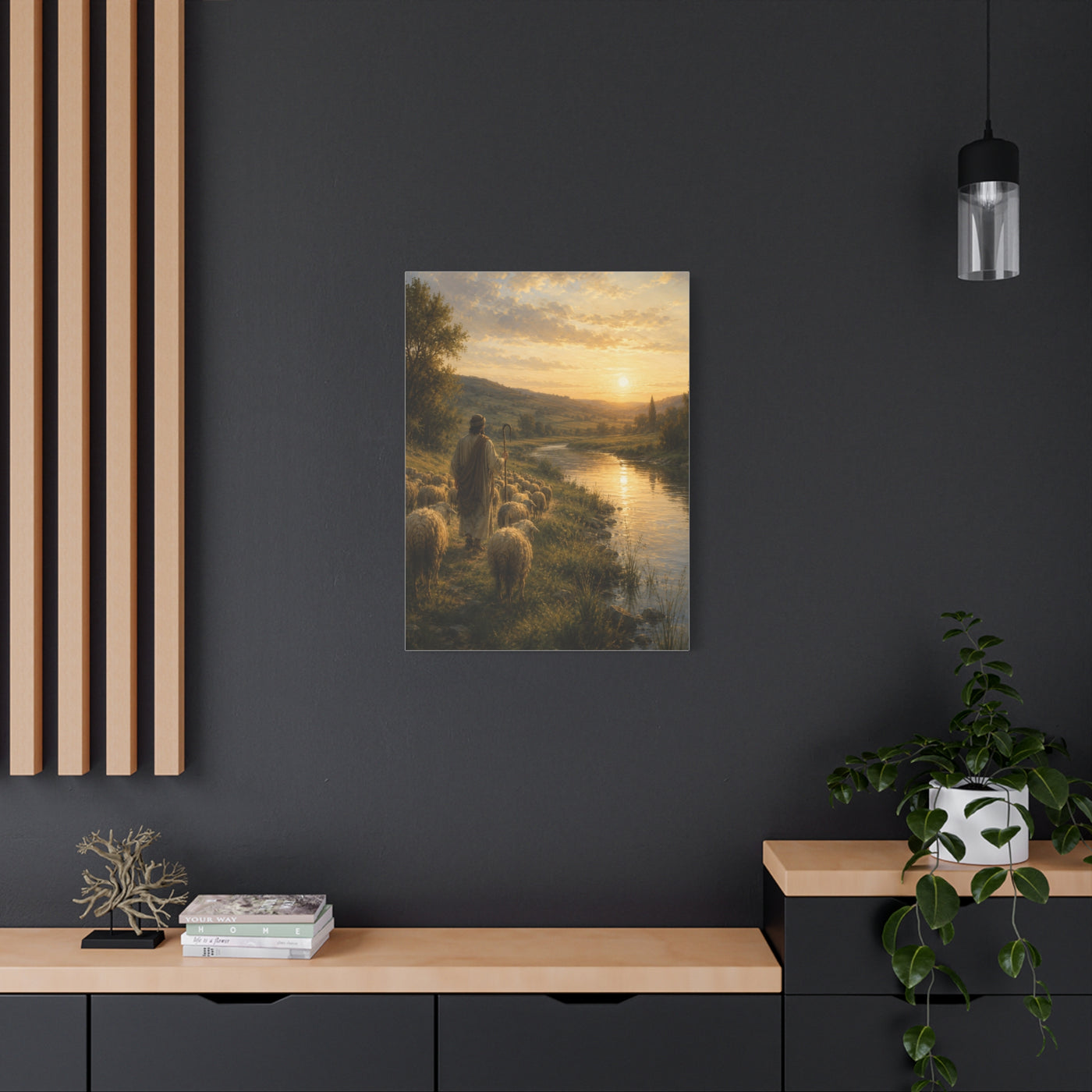 Psalm 23 Shepherd Beside Still Waters Scripture Wall Art & Canvas Print
