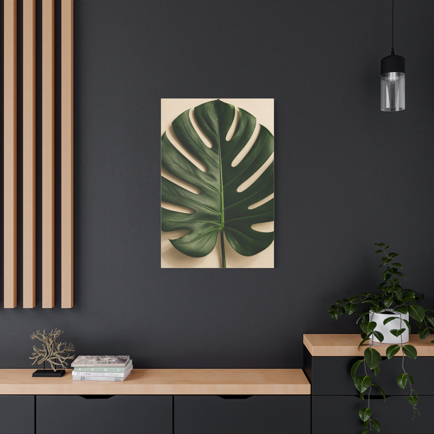 Minimal Monstera Leaf Botanical Tropical Wall Art & Canvas Print