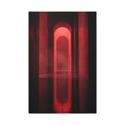 Minimal Crimson Architectural Corridor Wall Art & Canvas Print