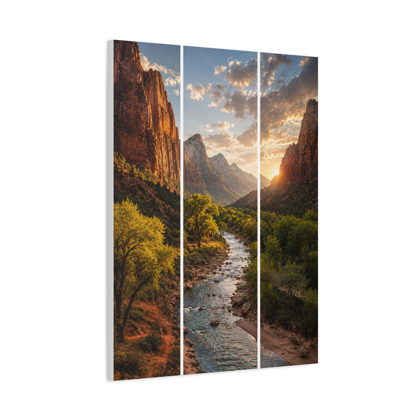 Zion Canyon Triptych Landscape Wall Art & Canvas Print