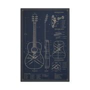 Acoustic Guitar Technical Blueprint Wall Art & Canvas Print