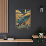 Folk Whale Moonlit Ocean Wall Art & Canvas Print