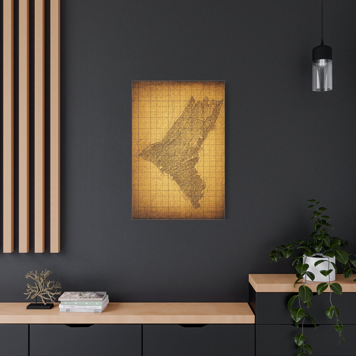 Sepia Gridland Treasure Chart Wall Art & Canvas Prints