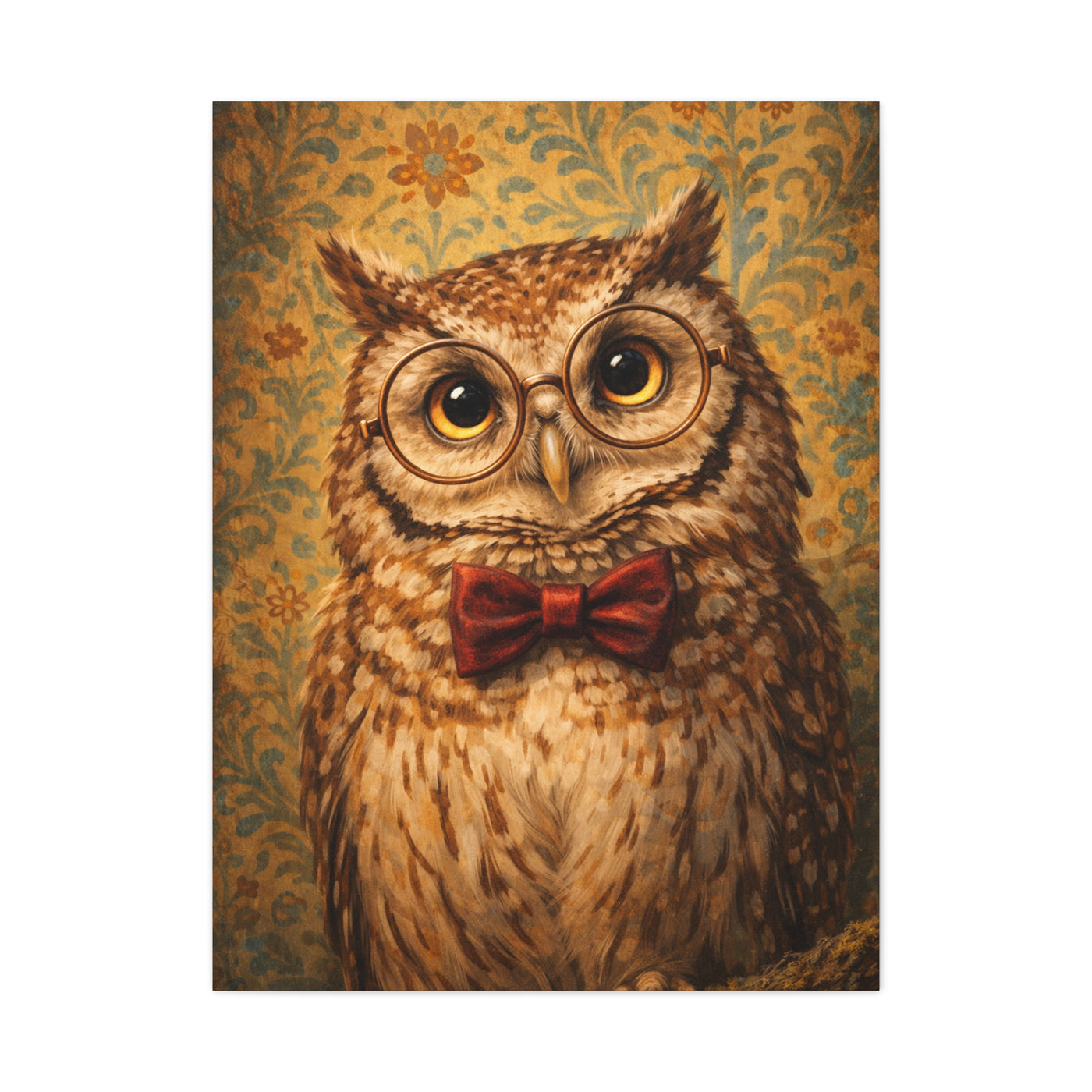 Whimsical Scholar Owl Portrait Wall Art & Canvas Print
