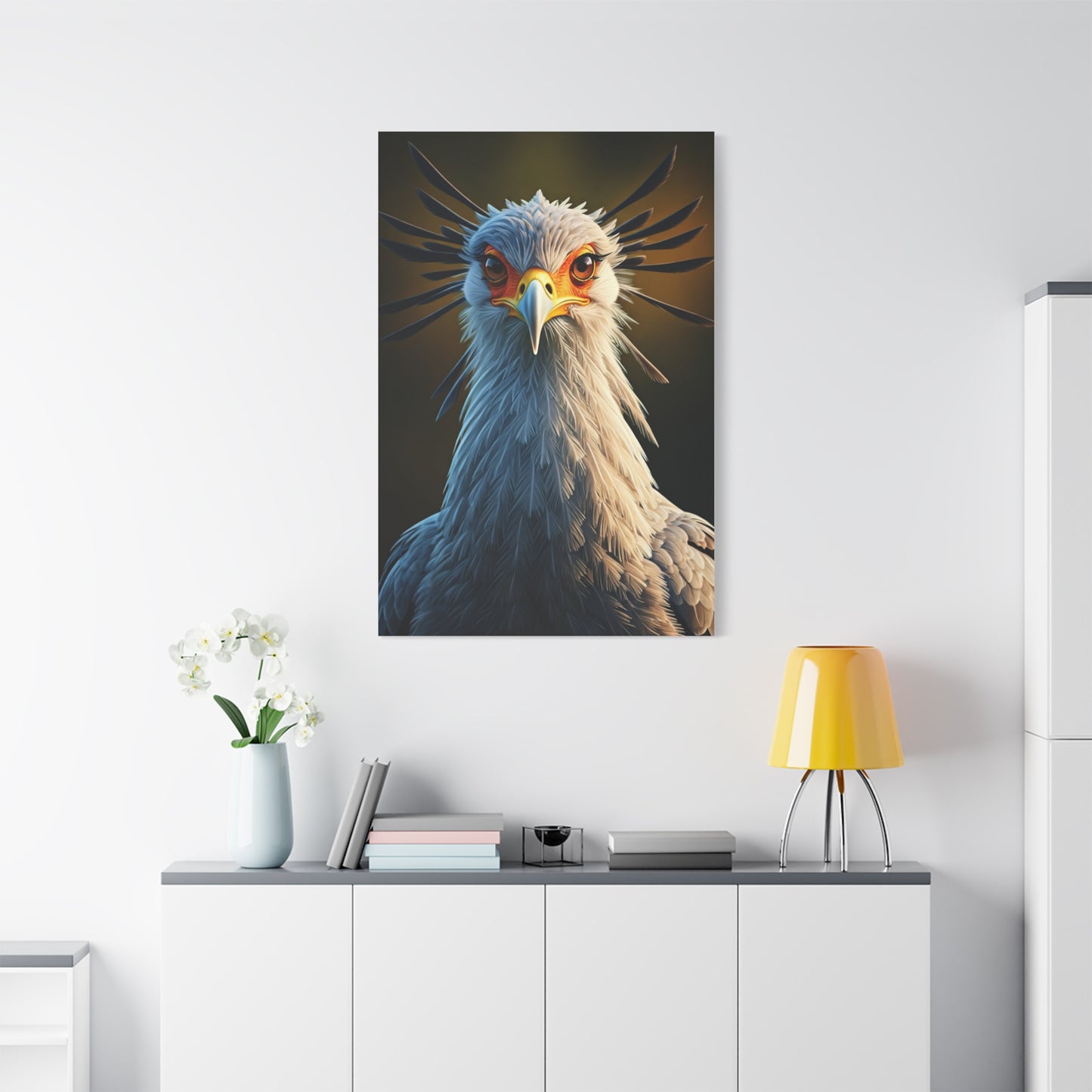 Majestic Secretary Bird Portrait Wall Art & Canvas Prints