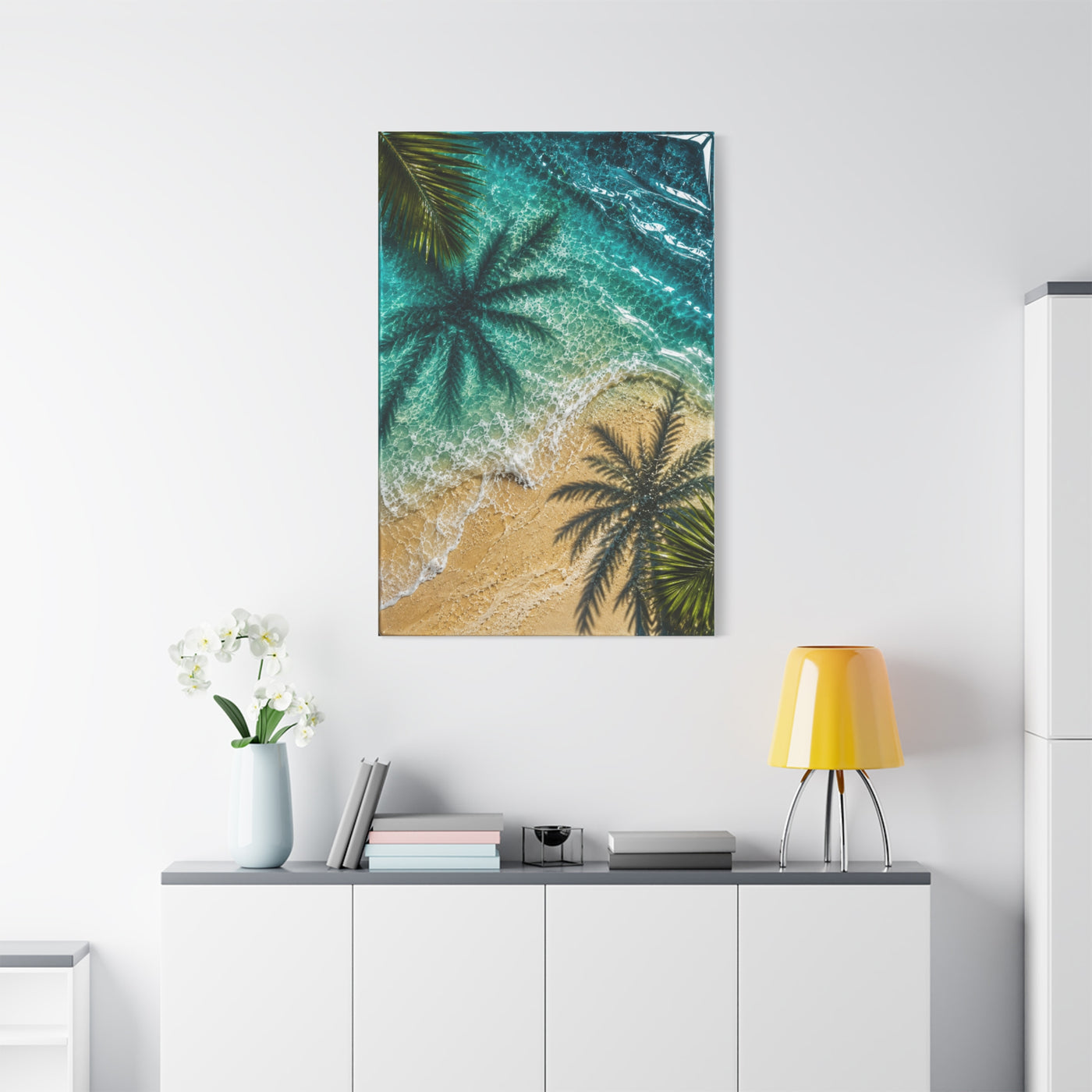 Aerial Coastal Palm Shadows Tropical Wall Art & Canvas Print