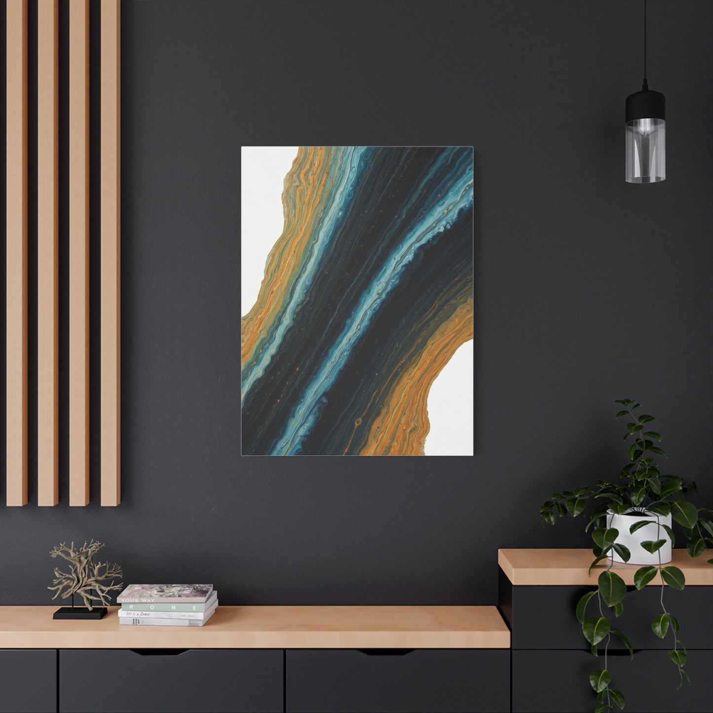 Blue and Gold Stone Flow Abstract Wall Art & Canvas Prints
