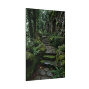 Green Moss-Covered Garden Staircase Wall Art & Canvas Print