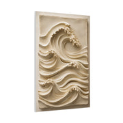 Ivory Minimal Wave Relief Texture Wall Art & Canvas Print