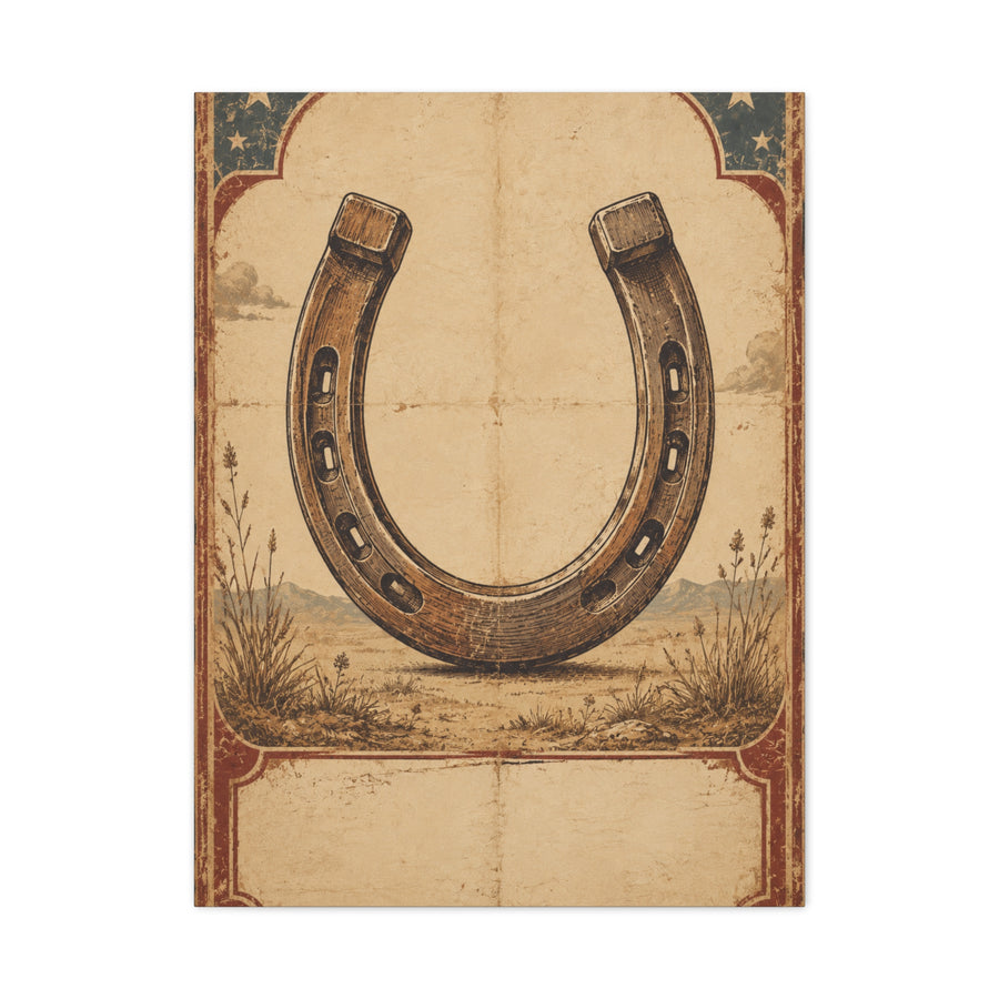 Rustic Horseshoe Frontier Poster Wall Art & Canvas Print