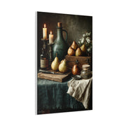 Rustic Pear & Candle Still Life Wall Art & Canvas Print