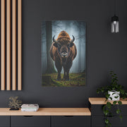 Bison Emerging from Forest Mist Wall Art & Canvas Print