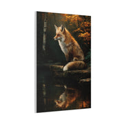 Woodland Stream Fox Reflection Wall Art & Canvas Print