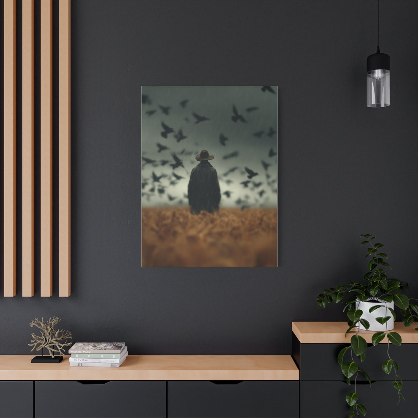 Scarecrow and Crows Autumn Field Wall Art & Canvas Print