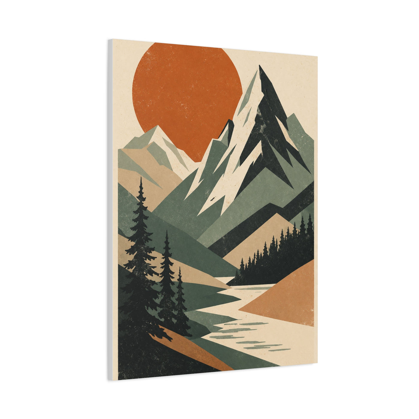 Mid-Century Graphic Sunset Mountain Wall Art & Canvas Print