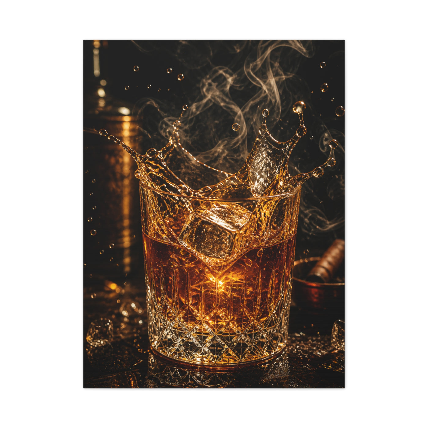 Whiskey Splash Crystal Tumbler Wall Art & Canvas Print