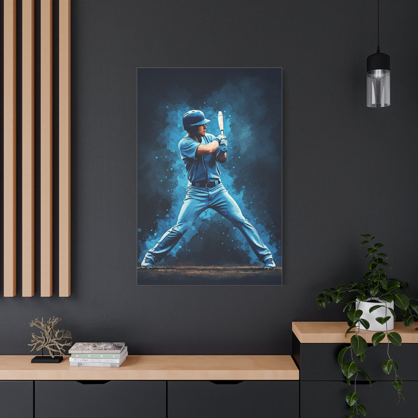 Electric Blue Batter Ready Stance Wall Art & Canvas Prints