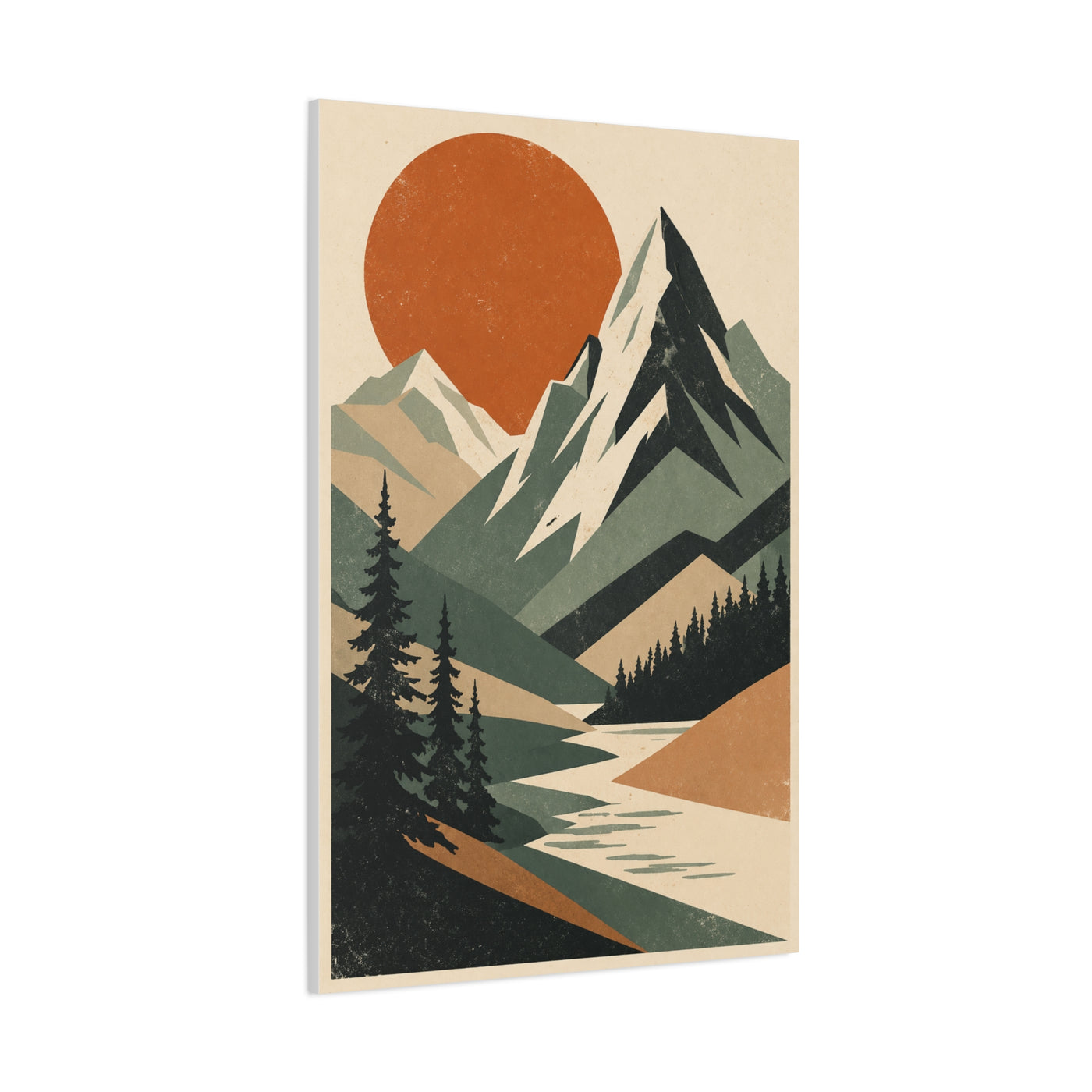 Mid-Century Graphic Sunset Mountain Wall Art & Canvas Print