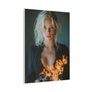 Blonde Muse Fire Camera Portrait Wall Art & Canvas Print