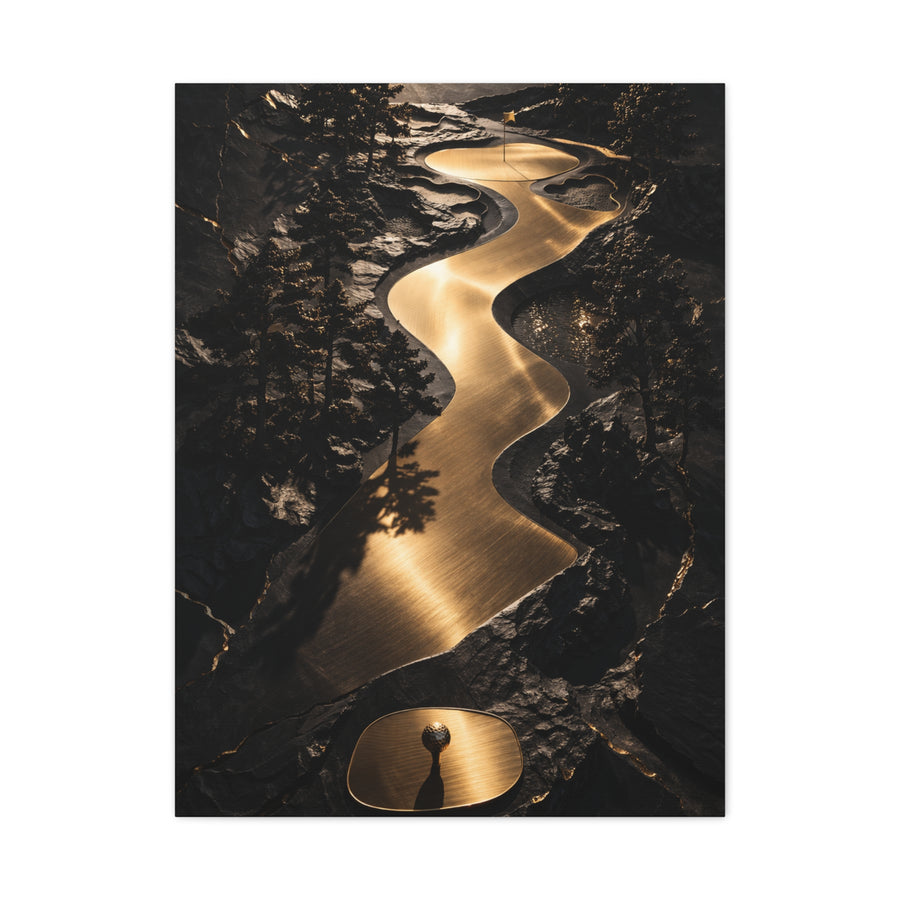 Sculptural Gold Golf Terrain Wall Art & Canvas Print