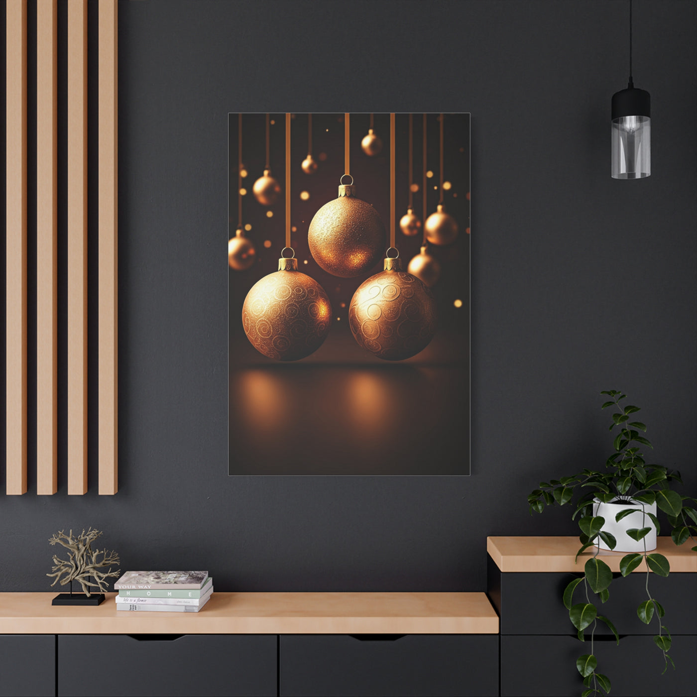 Golden Christmas Ornaments Elegance Wall Art & Canvas Print