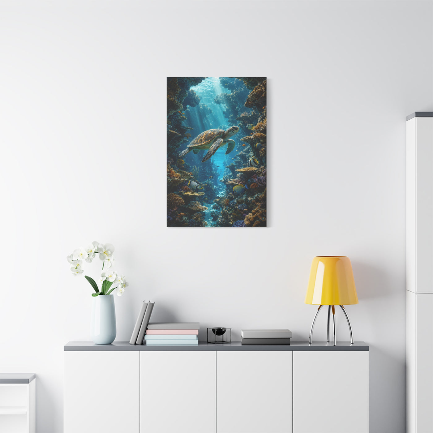 Deep Reef Canyon Turtle Journey Tropical Wall Art & Canvas Print
