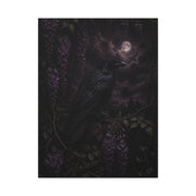 Raven in Wisteria Moonlit Scene Wall Art & Canvas Print