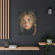 Blonde Muse Garnet Earring Portrait Wall Art & Canvas Print