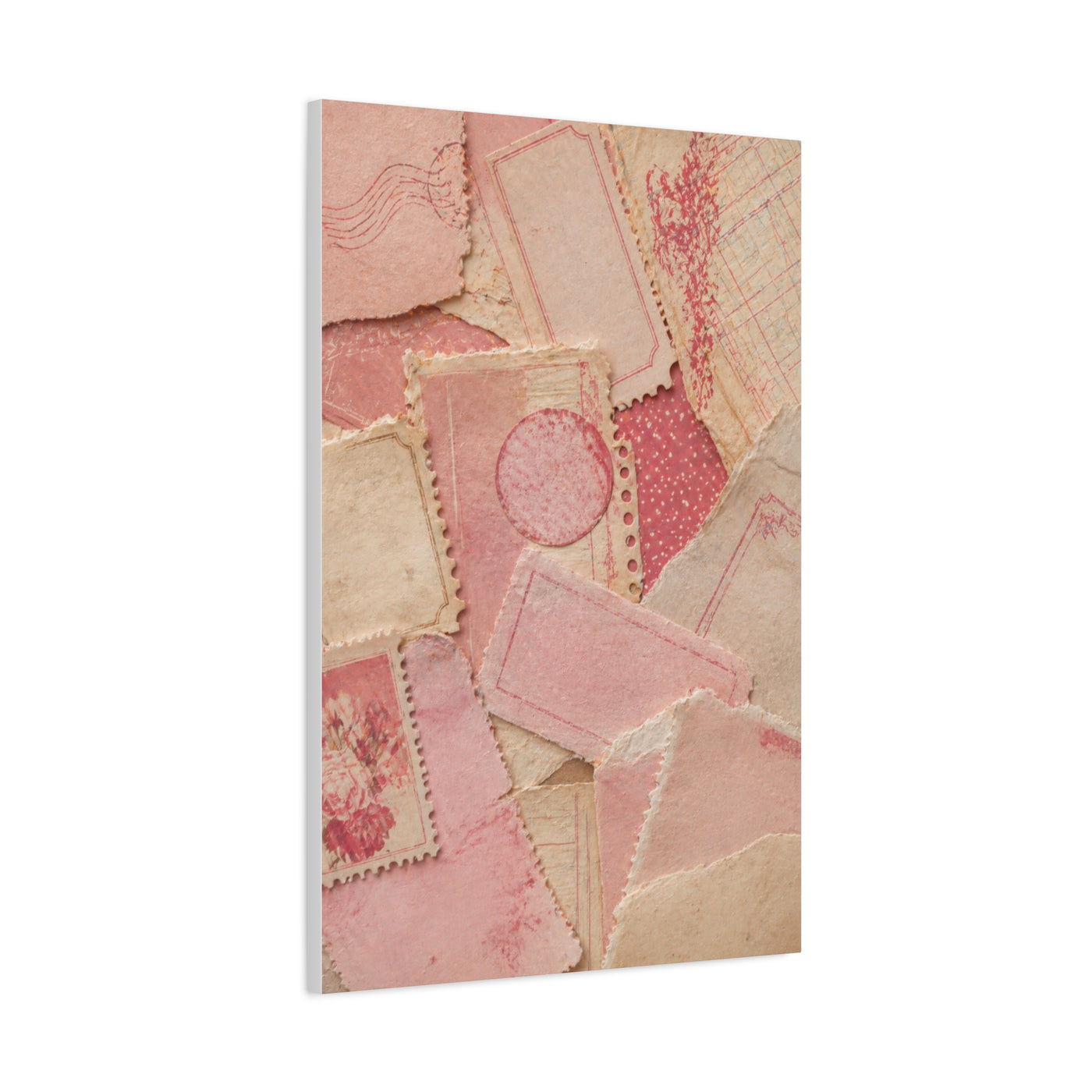 Vintage Pink Paper Collage Wall Art & Canvas Print