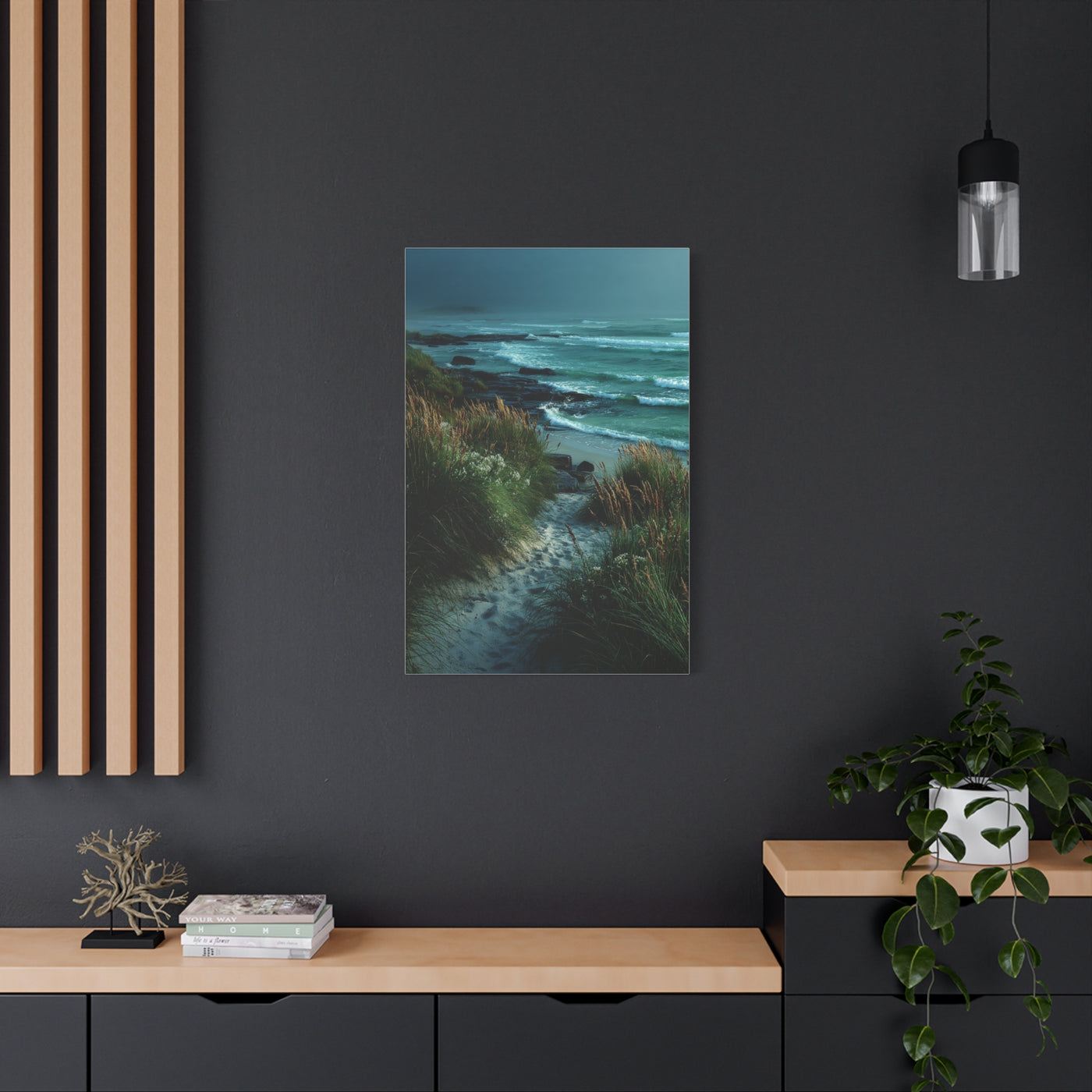 Green Coastal Dune Path Serenity Wall Art & Canvas Print
