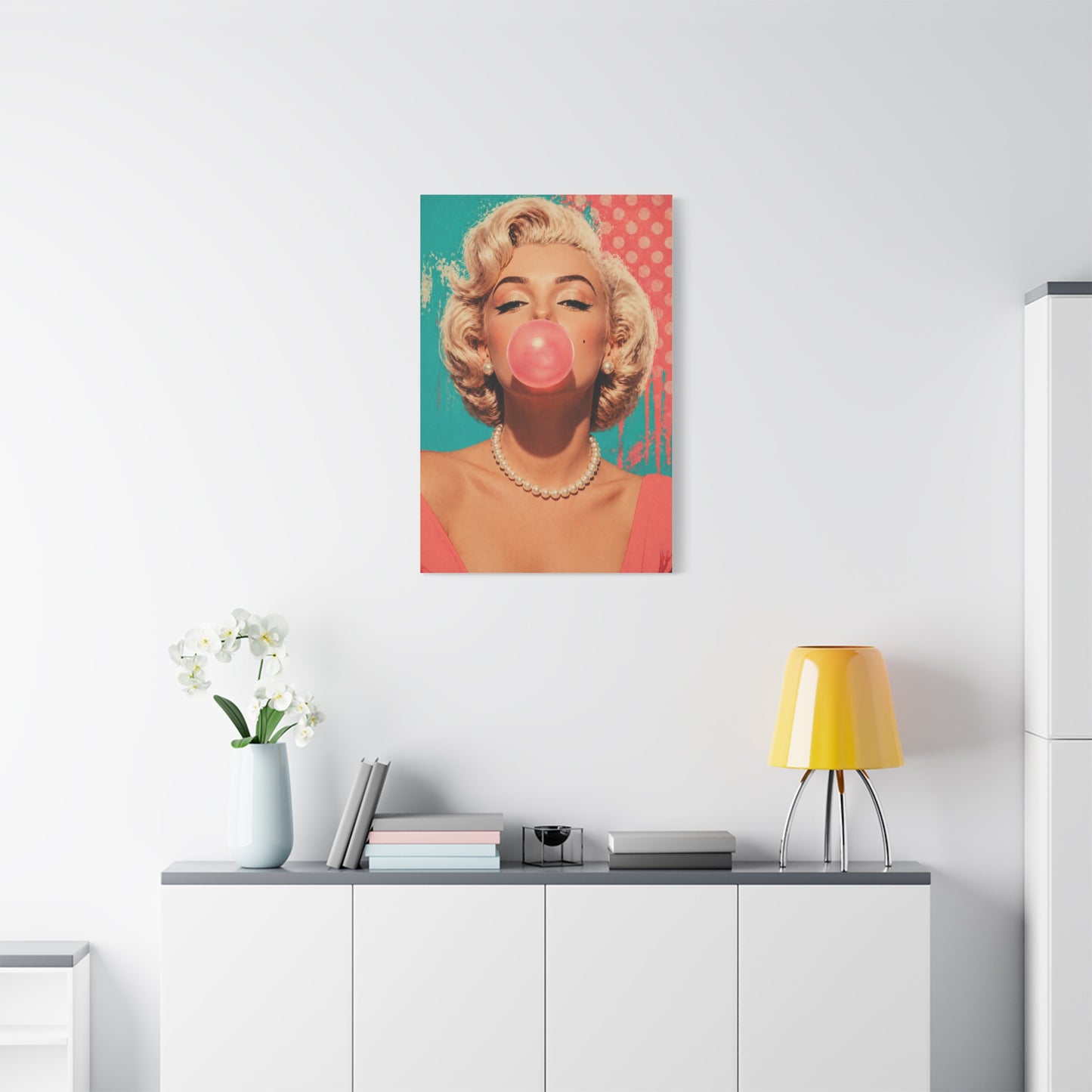 Retro Pop Glam Bubble Portrait Wall Art & Canvas Print