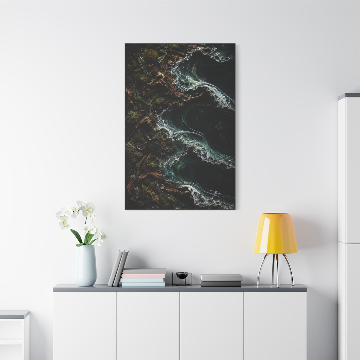 Dark Biophilic Coastal Wave Composition Wall Art & Canvas Print
