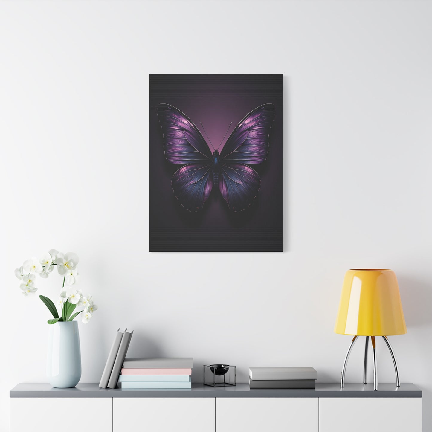 Royal Violet Butterfly Minimalist Portrait Wall Art & Canvas Prints