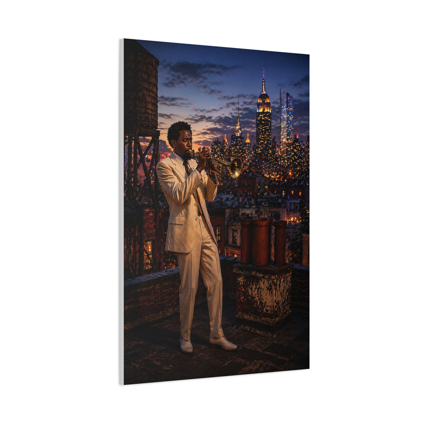 Rooftop Jazz Manhattan Twilight Wall Art & Canvas Print