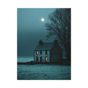 Gothic Farmhouse Moonlight Scene Wall Art & Canvas Print