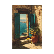 Italian Coastal Window Painting Wall Art & Canvas Print