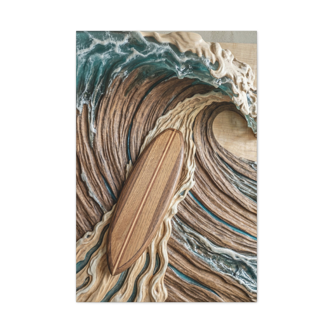 Surfboard Carved Barrel Wave Perspective Wall Art & Canvas Print