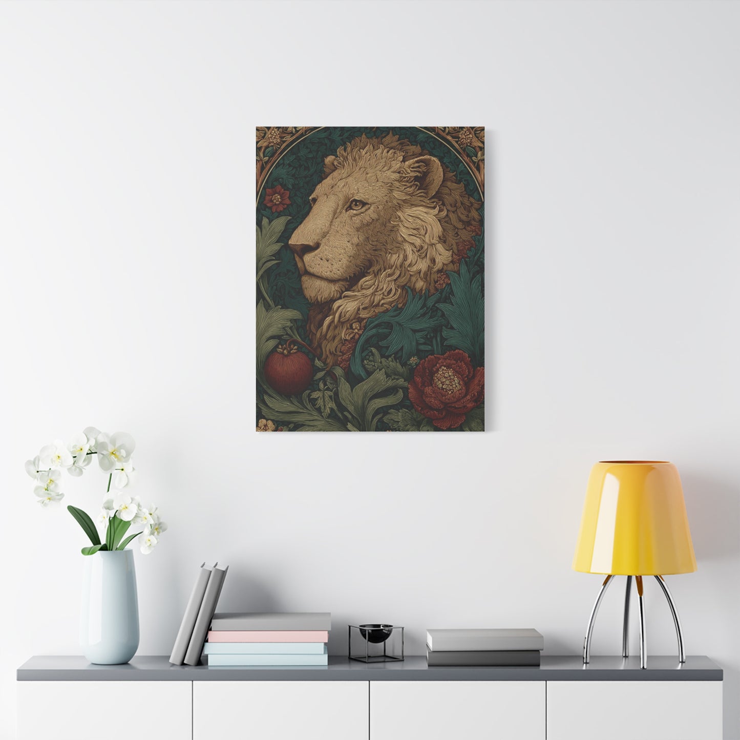 Ornamental Lion Botanical Heritage Wall Art & Canvas Print