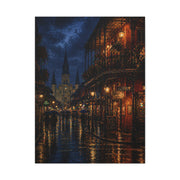 Rainy French Quarter Night Scene Wall Art & Canvas Print