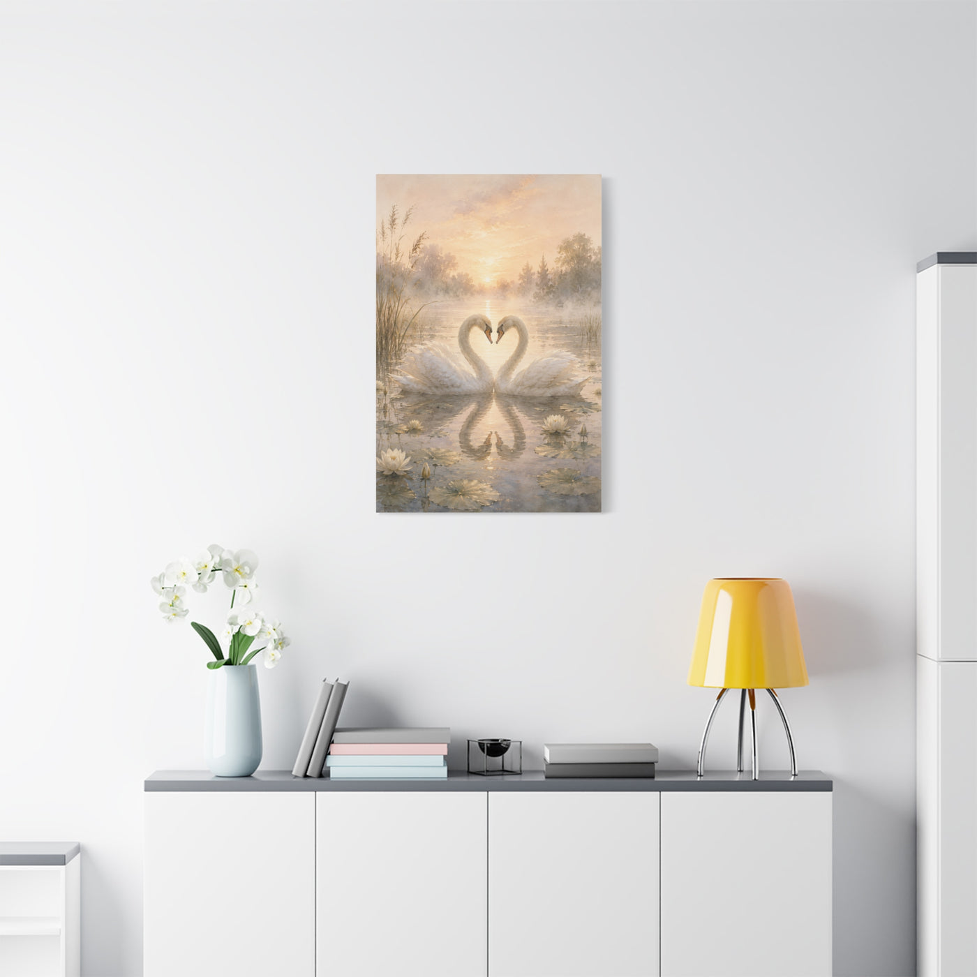 Ethereal Swan Devotion Sunrise Wall Art & Canvas Print