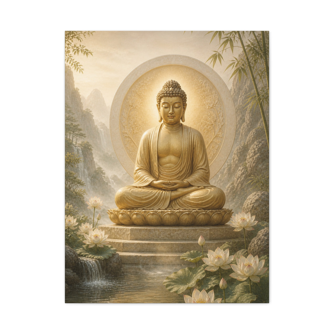Golden Buddha Meditation Wall Art & Canvas Print